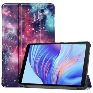 For Huawei Honor X7 / MatePad T8 Custer Painted TPU Smart Tablet Leather Case with Tri-Fold Bracket & Pen Slot(Galaxy Nebula)