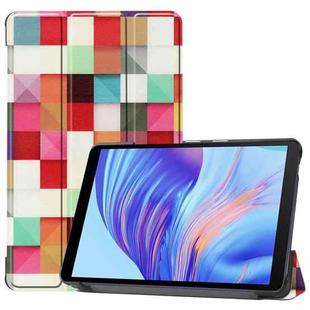 For Huawei Honor X7 / MatePad T8 Custer Painted TPU Smart Tablet Leather Case with Tri-Fold Bracket & Pen Slot(Magic Cube)