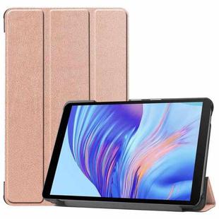 For Huawei Honor X7 / MatePad T8 Custer Painted TPU Smart Tablet Leather Case with Tri-Fold Bracket(Rose Gold)
