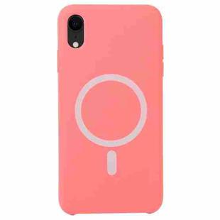 For iPhone XR Nano Silicone Full Coverage Shockproof Magsafe Case(Pink Red)