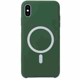 For iPhone XS Max Nano Silicone Full Coverage Shockproof Magsafe Case(Deep Green)