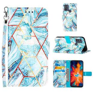 For Motorola Moto G50 Marble Stitching Horizontal Flip PU Leather Case with Holder & Card Slots & Wallet & Lanyard(Blue)