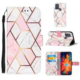 For Motorola Moto G50 Marble Stitching Horizontal Flip PU Leather Case with Holder & Card Slots & Wallet & Lanyard(Pink White)