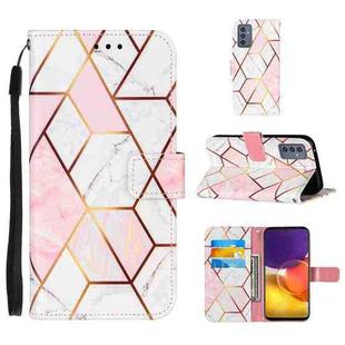 For Samsung Galaxy A82 5G Marble Stitching Horizontal Flip PU Leather Case with Holder & Card Slots & Wallet & Lanyard(Pink White)