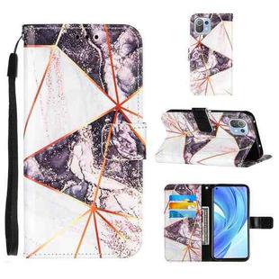 For Xiaomi Mi 11 Lite Marble Stitching Horizontal Flip PU Leather Case with Holder & Card Slots & Wallet & Lanyard(Black White)