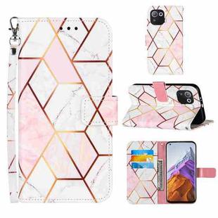 For Xiaomi Mi 11 Pro Marble Stitching Horizontal Flip PU Leather Case with Holder & Card Slots & Wallet & Lanyard(Pink White)