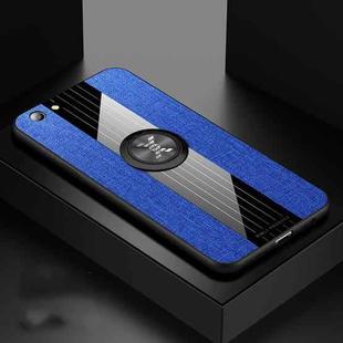 For OPPO A59 XINLI Stitching Cloth Textue Shockproof TPU Protective Case with Ring Holder(Blue)