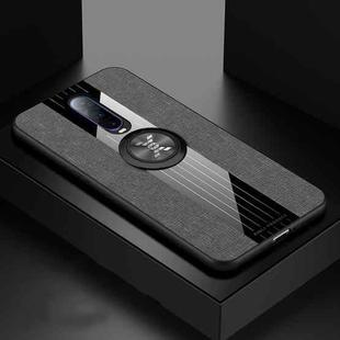 For OPPO R17 Pro XINLI Stitching Cloth Textue Shockproof TPU Protective Case with Ring Holder(Grey)