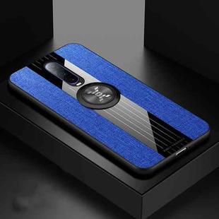 For OPPO R17 Pro XINLI Stitching Cloth Textue Shockproof TPU Protective Case with Ring Holder(Blue)