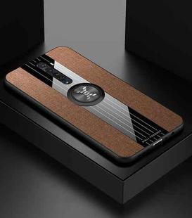 For OPPO Reno 2 XINLI Stitching Cloth Textue Shockproof TPU Protective Case with Ring Holder(Brown)