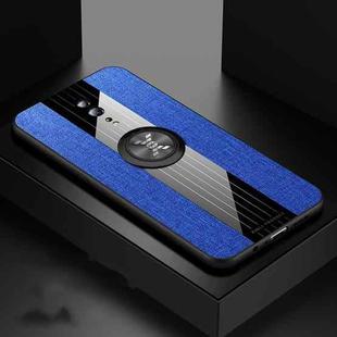 For OPPO Reno Z XINLI Stitching Cloth Textue Shockproof TPU Protective Case with Ring Holder(Blue)