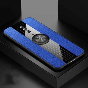 For OPPO Reno 10x Zoom XINLI Stitching Cloth Textue Shockproof TPU Protective Case with Ring Holder(Blue)