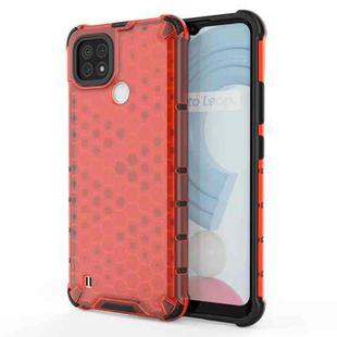 For OPPO Realme C21 Shockproof Honeycomb PC + TPU Case(Red)