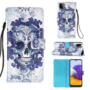 For Samsung Galaxy A22 5G (US) 3D Painting Horizontal Flip Leather Case with Holder & Card Slot & Wallet & Lanyard(Cloud Ghost Head)