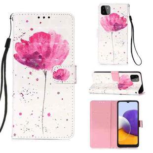 For Samsung Galaxy A22 5G (US) 3D Painting Horizontal Flip Leather Case with Holder & Card Slot & Wallet & Lanyard(Flower)