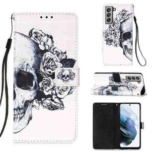 For Samsung Samsung Galaxy S21 FE 3D Painting Horizontal Flip Leather Case with Holder & Card Slot & Wallet & Lanyard(Skull)