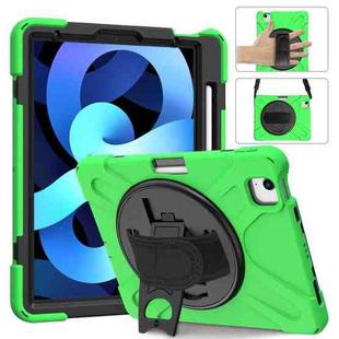 Shockproof Colorful Silicone + PC Protective Case with Holder & Shoulder Strap & Hand Strap For iPad Pro 11 2022 / 2021 / 2020 / 2018 /  Air 4 2020 (Green)