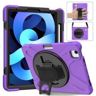 Shockproof Colorful Silicone + PC Protective Case with Holder & Shoulder Strap & Hand Strap For iPad Pro 11 2021 / 2020 / 2018 / 2022 / Air 4 2020 (Purple)