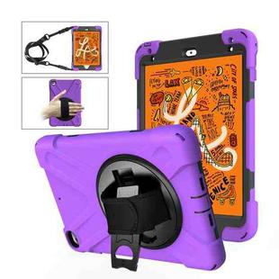 Shockproof Colorful Silicone + PC Protective Case with Holder & Shoulder Strap & Hand Strap For iPad Mini 4 / Mini (2019)(Purple)