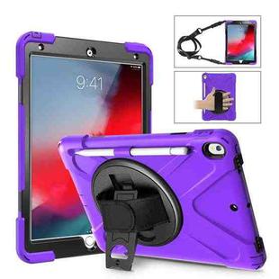 Shockproof Colorful Silicone + PC Protective Case with Holder & Shoulder Strap & Hand Strap & Pen Slot For iPad Pro 10.5(Purple)