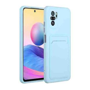 For Xiaomi Redmi Note 10 Card Slot Design Shockproof TPU Protective Case(Sky Blue)