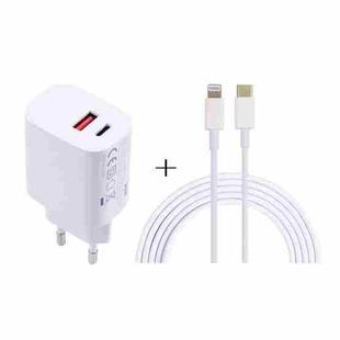 T087 20W USB-C / Type-C + USB Ports Charger with 100W Type-C to 8 Pin Fast Charging Cable 2m, EU Plug