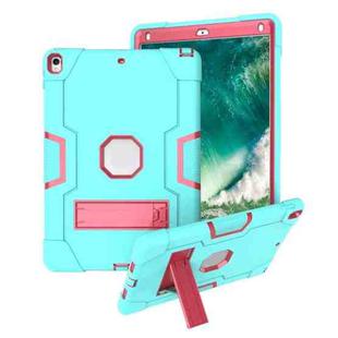 Contrast Color Robot Shockproof Silicone + PC Protective Case with Holder For iPad Pro 10.5 inch (2017) / Air 10.5 (2019)(Mint Green + Rose Red)