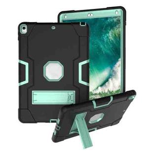 Contrast Color Robot Shockproof Silicone + PC Protective Case with Holder For iPad Pro 10.5 inch (2017) / Air 10.5 (2019)(Black + Mint Green)