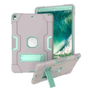 Contrast Color Robot Shockproof Silicone + PC Protective Case with Holder For iPad Pro 10.5 inch (2017) / Air 10.5 (2019)(Grey + Mint Green)