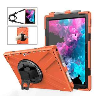 For Microsoft Surface Pro 4 / 5 Shockproof Colorful Silicone + PC Protective Case with Holder & Hand Strap & Pen Slot(Orange)