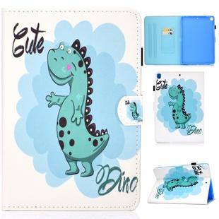 For iPad 10.2 2021 / 2020 / 2019 Colored Drawing Horizontal Flip Leather Case with Holder & Card Slots & Pen Slot & Sleep / Wake-up Function(Dinosaur)