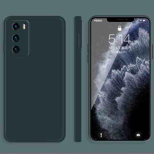 For Huawei P40 Solid Color Imitation Liquid Silicone Straight Edge Dropproof Full Coverage Protective Case(Dark Green)