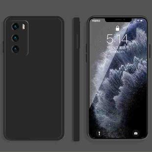 For Huawei P40 Solid Color Imitation Liquid Silicone Straight Edge Dropproof Full Coverage Protective Case(Black)