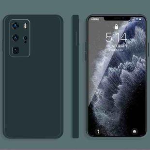 For Huawei P40 Pro Solid Color Imitation Liquid Silicone Straight Edge Dropproof Full Coverage Protective Case(Dark Green)