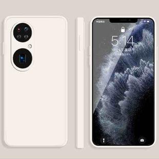For Huawei P50 Pro Solid Color Imitation Liquid Silicone Straight Edge Dropproof Full Coverage Protective Case(White)