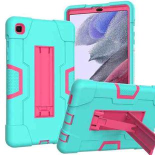 For Samsung Galaxy Tab A7 Lite T225 Contrast Color Robot Shockproof Silicone + PC Protective Case with Holder(Mint Green + Rose Red)