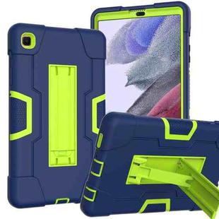 For Samsung Galaxy Tab A7 Lite T225 Contrast Color Robot Shockproof Silicone + PC Protective Case with Holder(Navy Blue + Yellow Green)