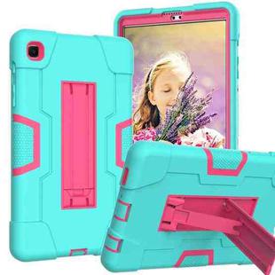 For Samsung Galaxy Tab A7 10.4 (2020) Contrast Color Robot Shockproof Silicone + PC Protective Case with Holder(Mint Green + Rose Red)