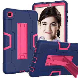 For Samsung Galaxy Tab A7 10.4 (2020) Contrast Color Robot Shockproof Silicone + PC Protective Case with Holder(Navy Blue + Rose Red)