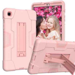 For Samsung Galaxy Tab A7 10.4 (2020) Contrast Color Robot Shockproof Silicone + PC Protective Case with Holder(Rose Gold)