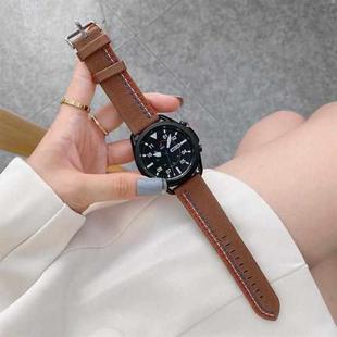 20mm For Samsung / Huawei Smart Watch Universal Three Lines Canvas Watch Band(Brown)