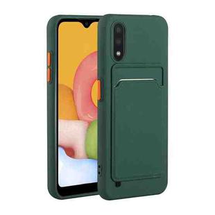 For Samsung Galaxy A01 Card Slot Design Shockproof TPU Protective Case(Dark Green)