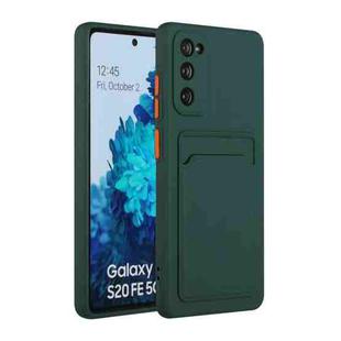 For Samsung Galaxy S20 FE Card Slot Design Shockproof TPU Protective Case(Dark Green)