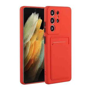 For Samsung Galaxy S21 Ultra 5G Card Slot Design Shockproof TPU Protective Case(Red)
