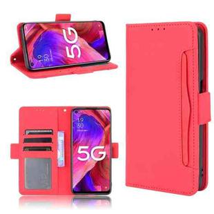 For OPPO A54 5G / A74 5G / A93 5G Skin Feel Calf Pattern Horizontal Flip Leather Case with Holder & Card Slots & Photo Frame(Red)