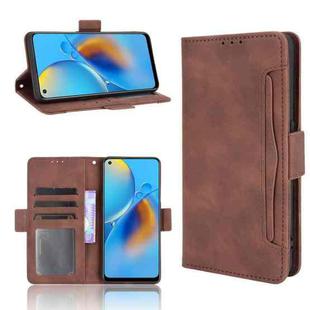For OPPO A74 4G / F19 4G Skin Feel Calf Pattern Horizontal Flip Leather Case with Holder & Card Slots & Photo Frame(Brown)