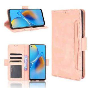 For OPPO A74 4G / F19 4G Skin Feel Calf Pattern Horizontal Flip Leather Case with Holder & Card Slots & Photo Frame(Pink)
