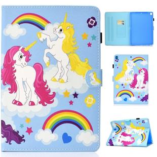 For iPad 10.2 2021 / 2020 / 2019 Colored Drawing Horizontal Flip Leather Case with Holder & Card Slots & Pen Slot & Sleep / Wake-up Function(Colored Unicorn)