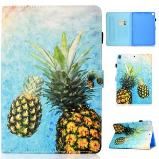 For iPad 10.2 2021 / 2020 / 2019 Colored Drawing Horizontal Flip Leather Case with Holder & Card Slots & Pen Slot & Sleep / Wake-up Function(Pineapple)
