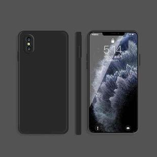 For iPhone X / XS Solid Color Imitation Liquid Silicone Straight Edge Dropproof Full Coverage Protective Case(Black)